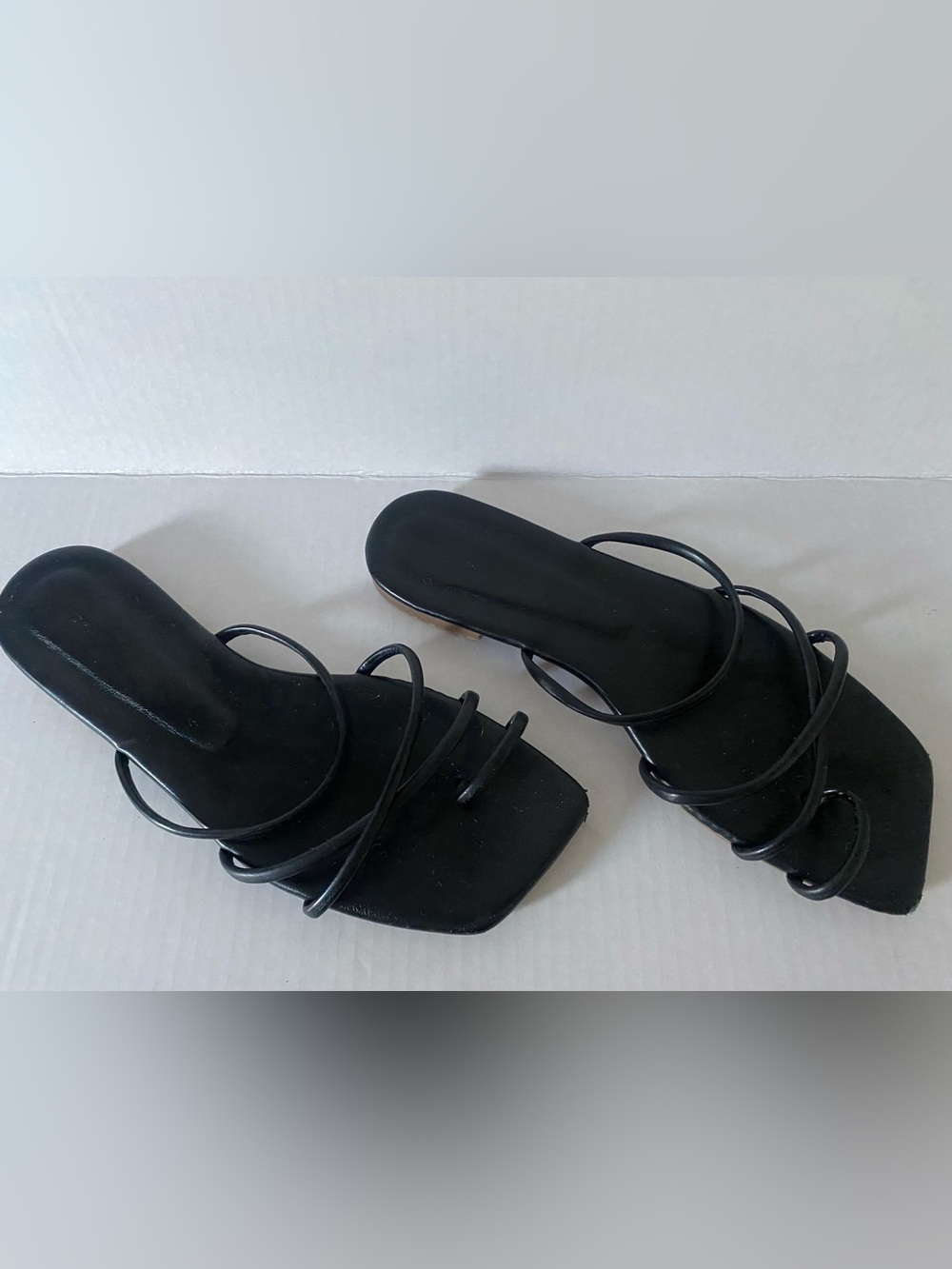 Women’s Black Strappy Square-Toe Sandal